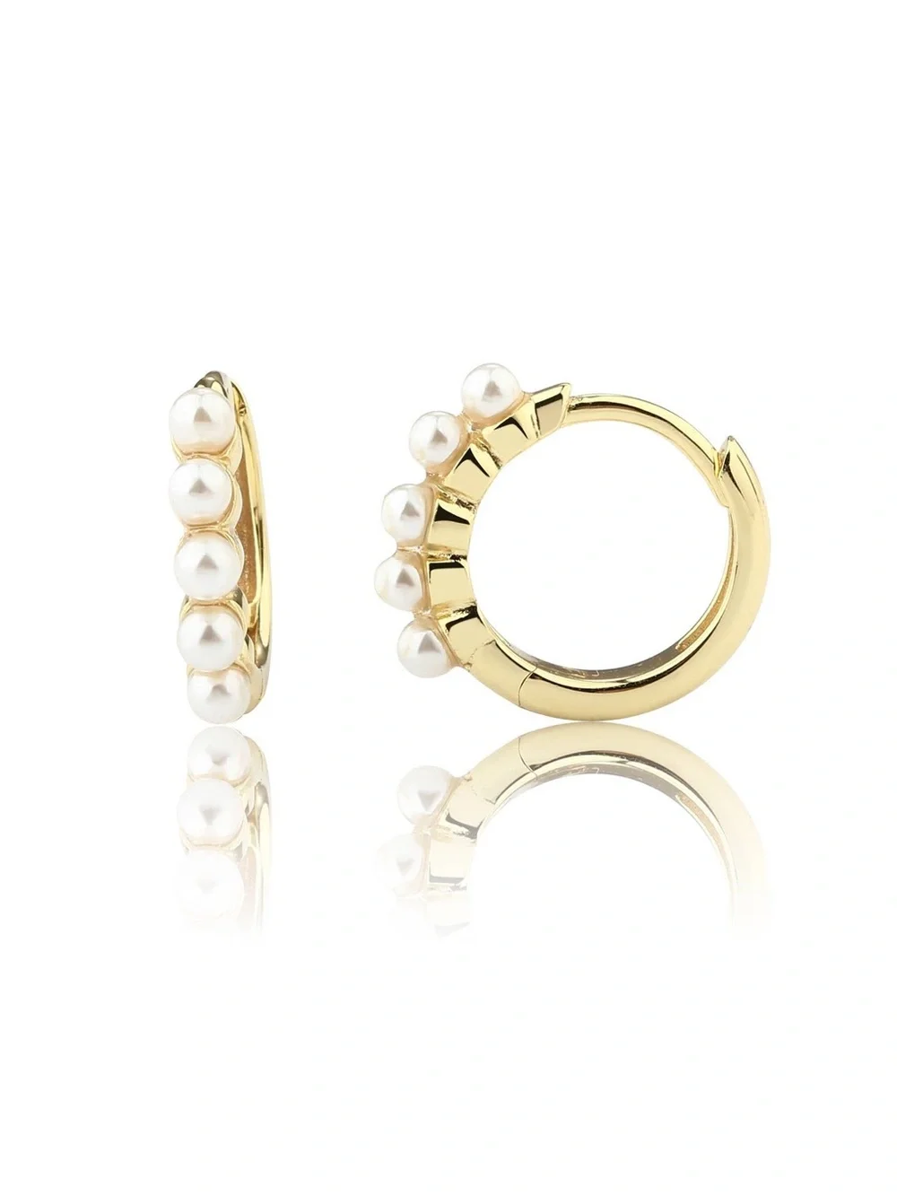 Cherished Moments 14k-Gold Plated Pearl Huggie Hoop Hypoallergenic Earrings